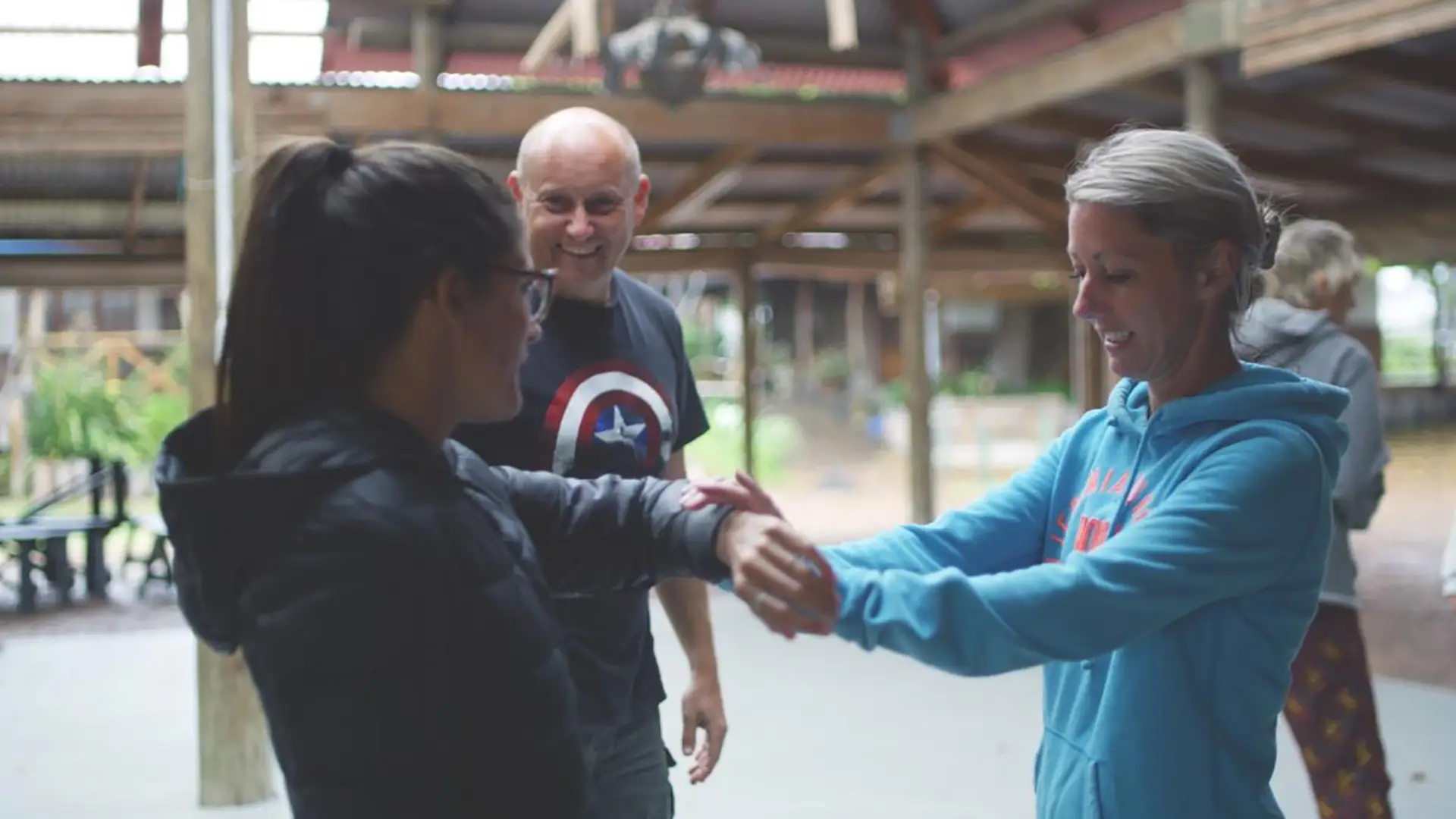 James Godwin teaching Qi Gong outdoors in Sedgefield