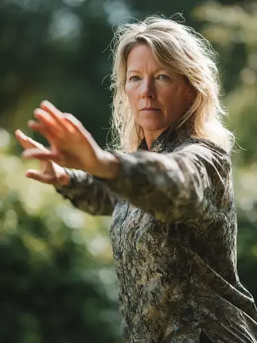 Tai Chi student demonstrating flowing martial arts forms