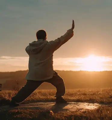 Person practicing Tai Chi for stress relief and relaxation