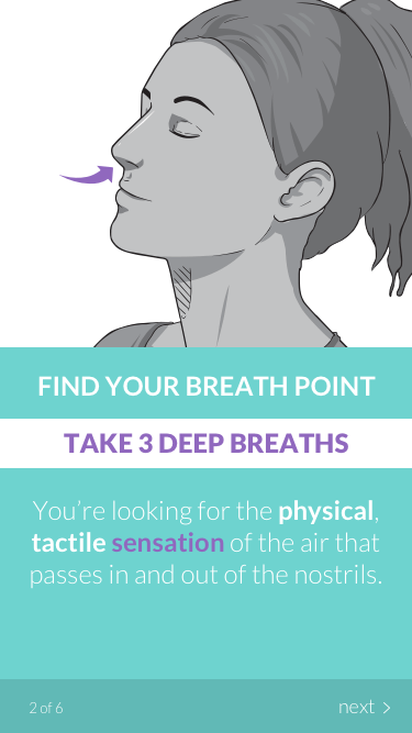 Just Being Just 6 mindfulness app begin tutorial to find breath point